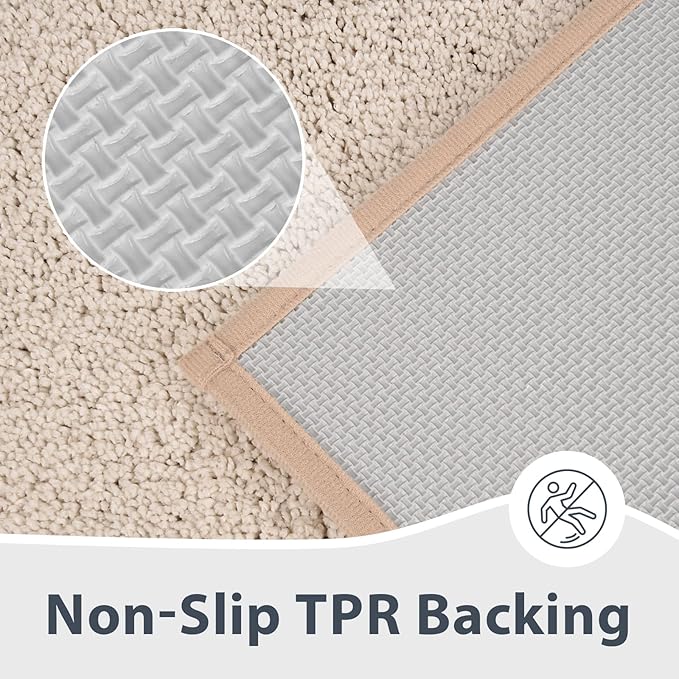 Bathroom Rugs 30" x 46", Non-Slip Extra Soft Absorbent Bath Rugs, Machine Washable Quick Dry Bath Mats for Bathroom Floor, Shower, Bathtub and Sink, Beige & Grayish Brown