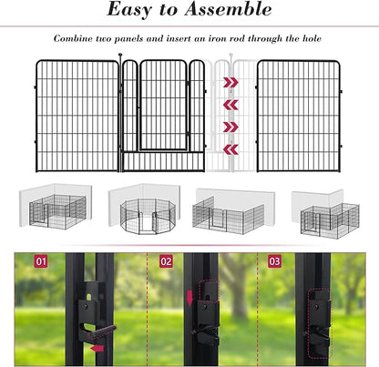 Dog Playpen 40 inch 30 Panels Indoor Outdoor Dog Pen for Large/Medium/Small Dogs Heavy Duty Metal Dog Fence Outdoor for Yard, Puppy Playpen with Door Portable Pet Fence for RV Camping Yard