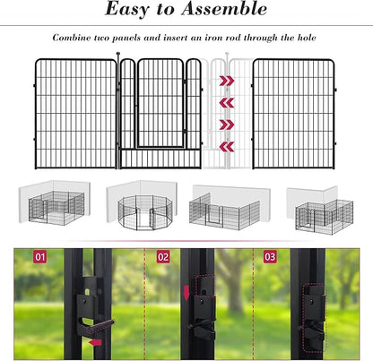 Dog Playpen, 40 inch 8 Panels Dog Fence Outdoor Heavy Duty Dog Pen for Large/Medium/Small Dogs, Indoor Puppy Playpen with Door Portable Pet Fence for RV Camping, Yard