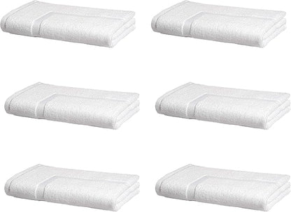 Amazon Basics Premium 100% Cotton, Absorbent Soft Bath Mat, Machine Washable, 684 GSM, White, 30" x 20" Hotel Spa Shower/Bathtub Mats, Pack of 6
