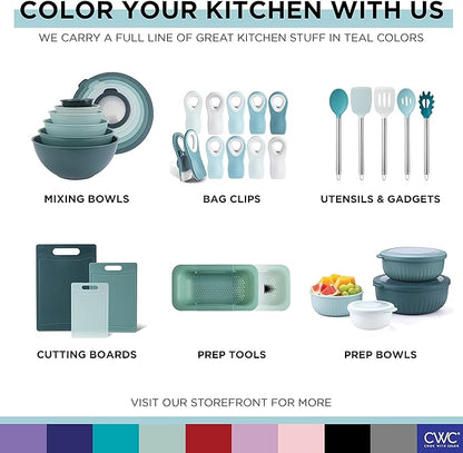 COOK WITH COLOR Wide Heavy Duty Chip Clips, Large Bag Clips for Food Storage with Air Tight Seal Grip, Pack of 8, Teal