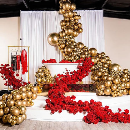 Gold Balloons 12 Inch 100 Pack, Metallic Gold Balloons Chrome Gold Metallic Balloon Shiny Matte Golden Latex Balloons for Birthday Graduation Anniversary Baby Shower Wedding Party Decorations