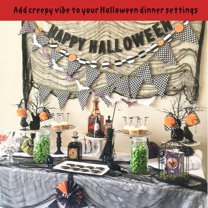 Legigo 6 Pack Balck Halloween Creepy Cloths Cheesecloths, Spooky Black Mesh Fabric Cheese Cloths for Crafts, Scary Gauze Fabric for Party Supplies Home Wall Doorway Outdoor Yard Decor
