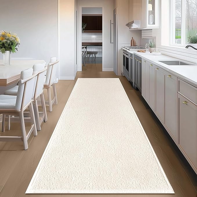 Bathroom Runner Rugs, Thin Absorbent Non-Slip Bath Mat, Quick Dry Low Pile Mats for Bathroom Floor Front of Bathtub,Shower Room,Sink,24"×72",White