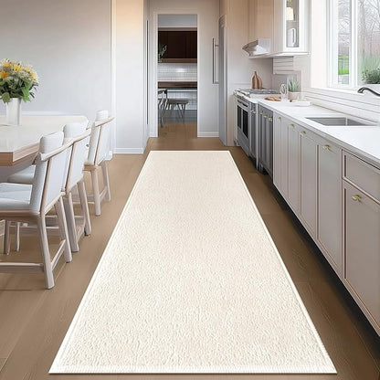 Bathroom Runner Rugs, Thin Absorbent Non-Slip Bath Mat, Quick Dry Low Pile Mats for Bathroom Floor Front of Bathtub,Shower Room,Sink,24"×60",White