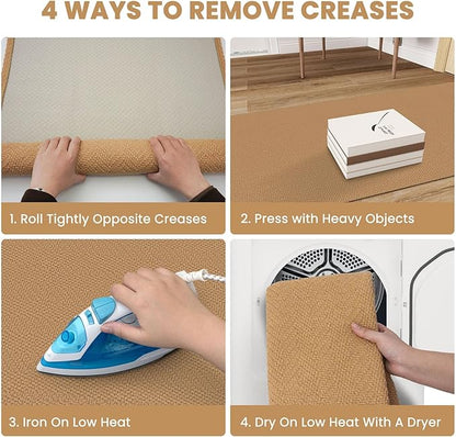 Braided Runner Rug 2x8 Ft Washable Runners for Hallways Kitchen Runner Rug with Rubber Backing Cotton Entryway Runner Indoor, Woven Floor Carpet for Hall Kitchen Bedroom, Warm Tan