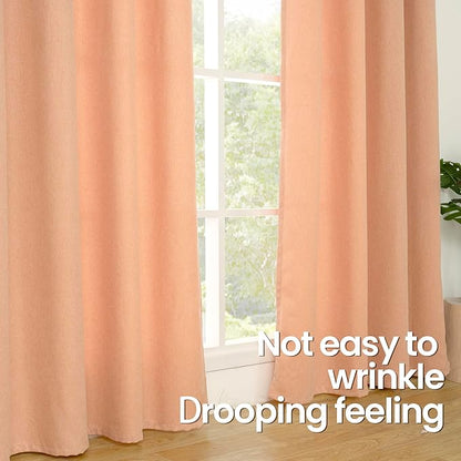 BGment Peach Linen Curtains for Living Room 72 Inch Length 2 Panels Set, Spring Country Rustic Window Drapes Textured Light Filtering for Bedroom Laundry Privacy Decor, Each 52 Inch Wide
