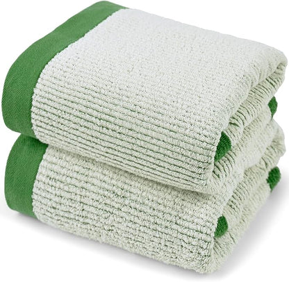 Cleanbear Shower Towel Soft Bath Towels for Bathroom, 2 Cotton Fluffy Bath Towels (520 GSM), 54 x 28 Inches, Green