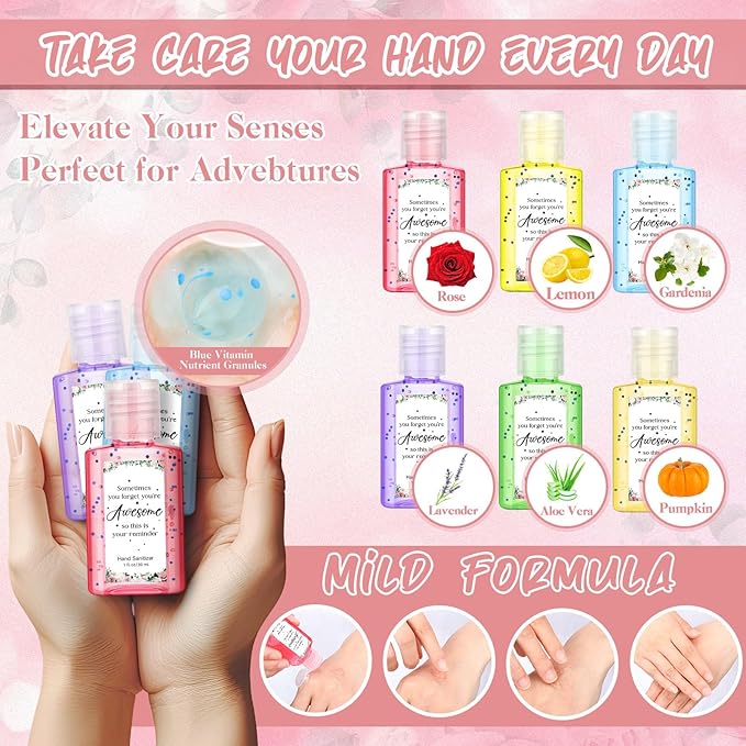 Frienda 24 Sets Christmas Thank You Hand Sanitizer Bulk Gift Set Mini Travel Size Hand Sanitizers with Organza Bags Tags Appreciation Gift for Women Employee Coworker Team Teacher Nurse Graduation