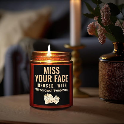 Funny Friend Gifts for Women Men - Miss Your Face Candle for Her Him - Fun Birthday, Friendship, Relaxing Gift - Tropical Coconut Soy Candle for Home - Gift for Sister Bestie BFF Girlfriend