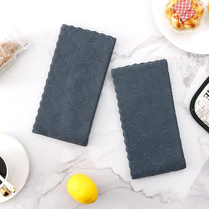 Homaxy 12 Pack Dish Towels for Kitchen (10 x 20 Inches, Dark Grey), Super Soft and Absorbent Coral Velvet Dish Cloths for Washing Dishes, Nonstick Oil Fast Drying Microfiber Cleaning Cloth