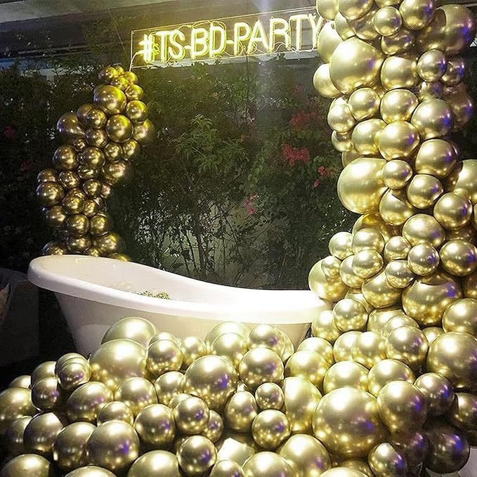 PartyWoo Metallic Gold Balloons 50 pcs 12 Inch Light Gold Balloons for Graduation Baby Shower Gender Reveal Christmas Wedding New Year Anniversaries Birthday Party Decorations Gold-G129