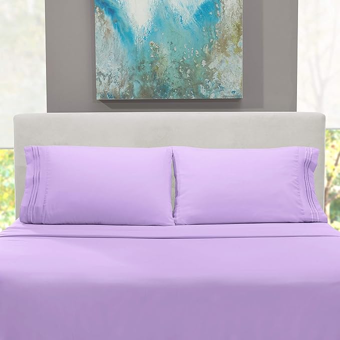 Nestl Full Sheet Set - Luxury 1800 Ultra-Soft Microfiber Full Bed Sheets - Double Brushed - Deep Pockets - Easy Fit - 4 Piece Set - Bedding Sheets & Pillowcases (Full, Lavender)