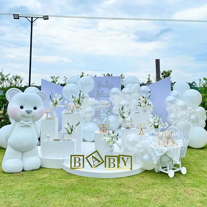Pearl White Balloons 12 Inch, 50Pcs Pearl Balloon Bright Royal Clear Latex for Arch Helium Birthday Wedding Baby Shower Anniversary Party Decorations