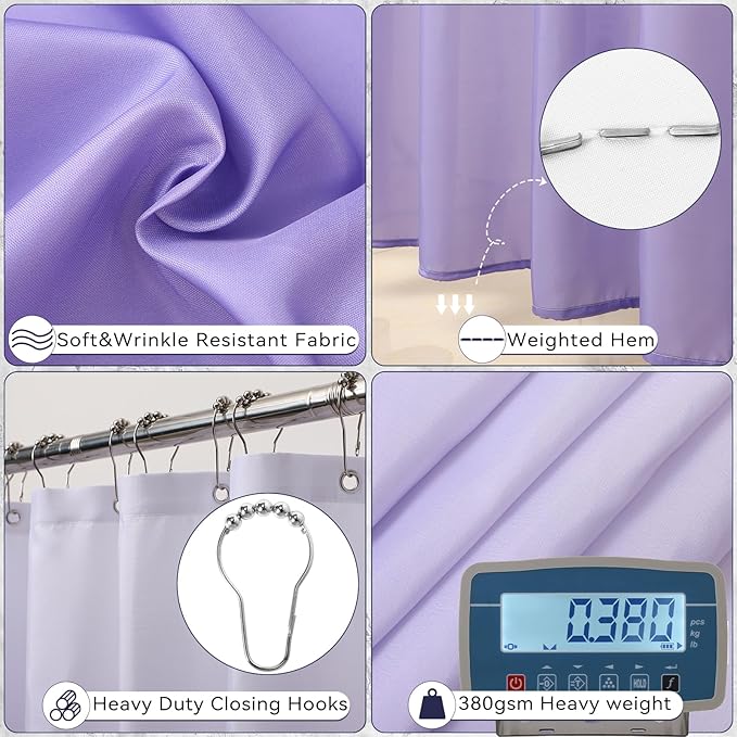Bathroom Set - Purple Bathroom Sets with Shower Curtain and Rugs, 24PCS Shower Curtain Set with Hooks, Soap Dispenser, Soap Dish, Toilet Brush Holder and Trash Can for Housewarming