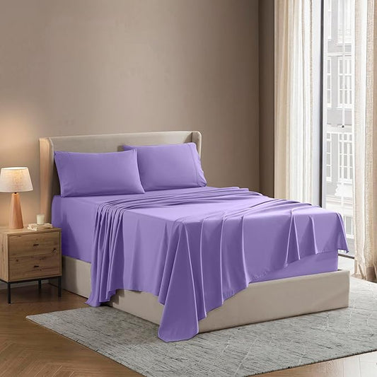 Nestl Split King Sheet Set - 1800 Ultra-Soft Microfiber Bed Sheets - Double Brushed - Deep Pockets - Easy Fit - 5 Piece Set - Bed Sheets & Pillowcases (Split King Size, Lavender)