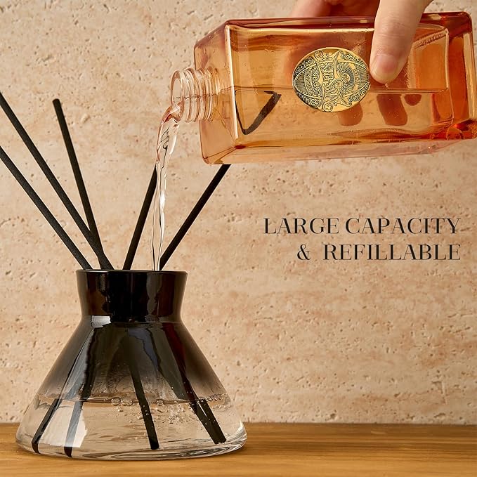 M&SENSE 10.14 oz Large Reed Diffuser Set | Lime Basil Scent Oil Diffuser with Sticks |Hotel Collection Non-Toxic Essential Oil |for Bedroom Bathroom Living Room