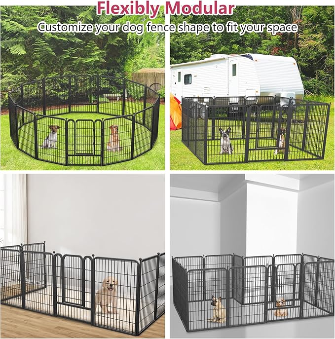 Dog Playpen 40" Height 14 Panels Portable Pet Fence Outdoor for Yard Indoor Dog Pen Puppy Playpen Indoor for Medium/Small Animals, Heavy Duty Pet Pen for RV, Camping, Yard