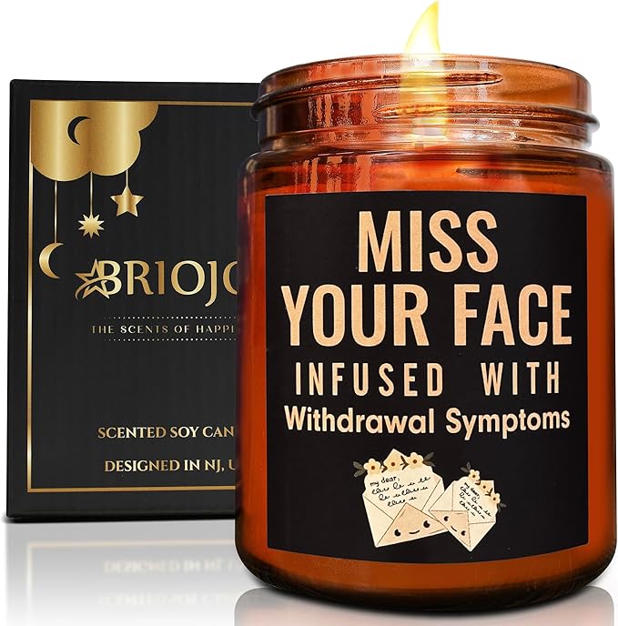 Funny Friend Gifts for Women Men - Miss Your Face Candle - Friendship, Birthday Gift for Her Him - Gifts for Best Friend Bestie Sister Mom - Fun Relaxing Gift - Natural Soy Wax Candle for Home