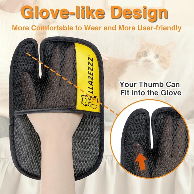 4 PCS Pet Hair Removal Glove for Dogs & Cats, Five-Finger Electrostatic Reusable Pet Hair Glove, Magic Brush Pet Hair Remover Tool for Clothing, Couch, Carpet, Car Seat