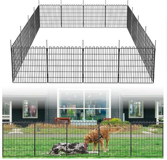 Decorative Garden Fence 20 Panels 47.2 ft(L) X 32 in(H) Animal Barrier for Yard, Patio, Garden Borders, No-Dig Outdoor Fencing with Rustproof Metal Panels, Temporary Ground Stakes for Dogs, Rabbit