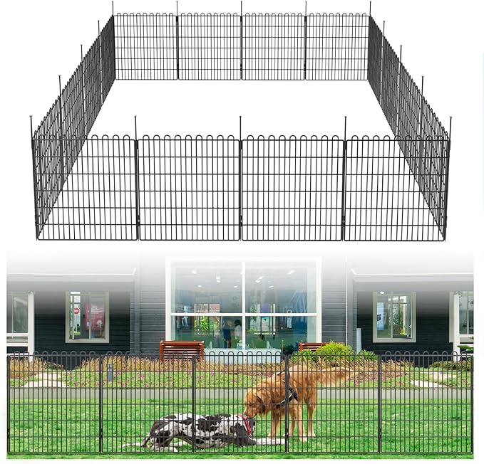 Decorative Garden Fence 15 Panels 35.4 ft(L) X 32 in(H) Animal Barrier for Yard, Patio, Garden Borders, No-Dig Outdoor Fencing with Rustproof Metal Panels, Temporary Ground Stakes for Dogs, Rabbit