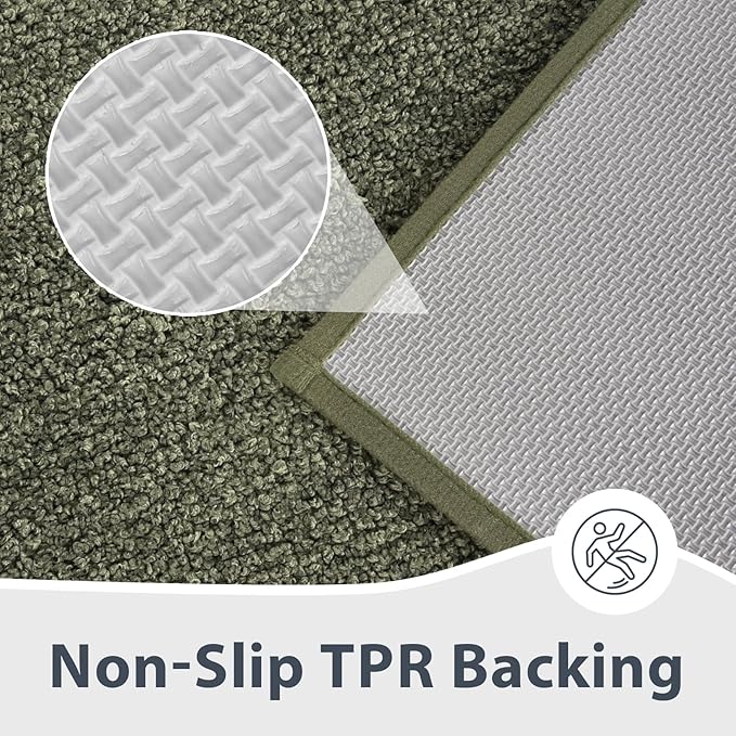 Bathroom Rugs 20" x 30", Non-Slip Extra Soft Absorbent Bath Rugs, Machine Washable Quick Dry Bath Mats for Bathroom Floor, Shower, Bathtub and Sink, Olive Green & Green