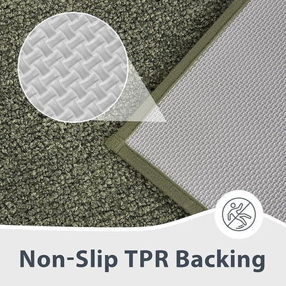 Bathroom Rugs 24" x 60", Non-Slip Extra Soft Absorbent Bath Rugs, Machine Washable Quick Dry Bath Mats for Bathroom Floor, Shower, Bathtub and Sink, Olive Green & Green
