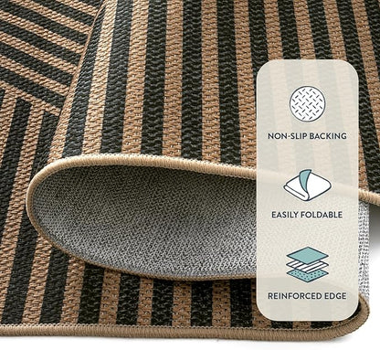 Lahome Modern Geometric Runner Rug, 2x6 Washable Rug Runners for Hallways Non Slip, Black Outdoor Carpet with Rubber Backing, Farmhouse Non Shedding Kitchen Mats for Floor Entryway