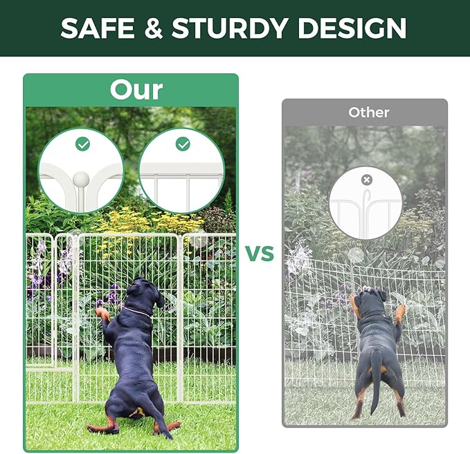 FXW Garden Fence Outdoor for The Yard – 45in(H) x 36.4ft(L) Heavy Duty Metal Animal Barrier for Dog and Rabbit, Decorative Dog Fence, 16 Panels, White