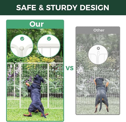 FXW Garden Fence Outdoor for The Yard – 45in(H) x 36.4ft(L) Heavy Duty Metal Animal Barrier for Dog and Rabbit, Decorative Dog Fence, 16 Panels, White