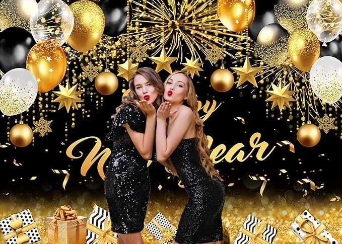 Dudaacvt 7X5FT Happy New Year Party Backdrop Happy New Year Banner for 2026 Party Decoration, 2026 Family Holiday Party Banner