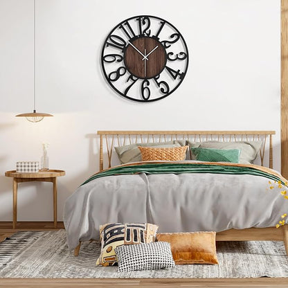 Large Wall Clock for Living Room Decor, 32 Inch Non Ticking Silent, Battery Operated Modern Vintage Oversized Wall Clock for Bedroom Kitchen