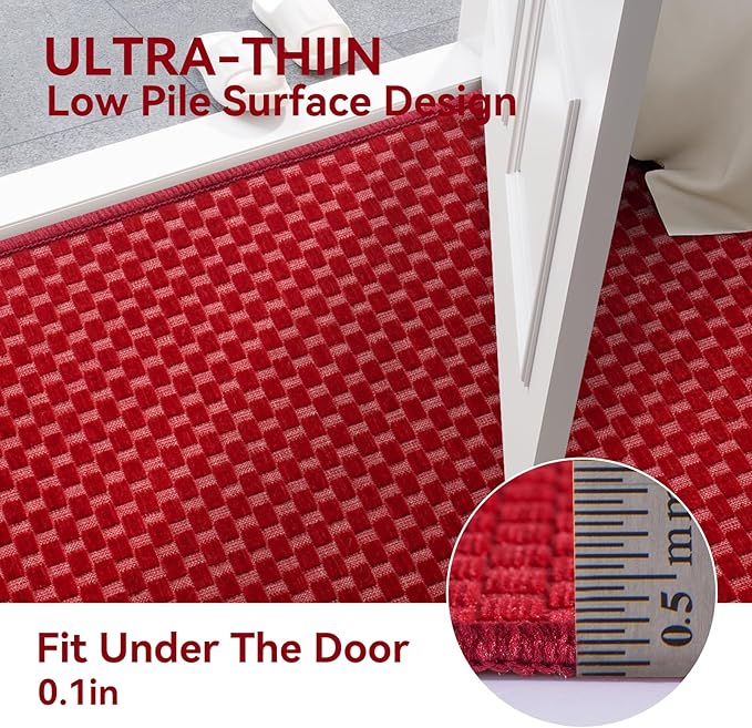 YDKGL 2x6 ft Kitchen Runner Rug Mat Non Slip Boho Woven Hallway Runner Washable, Soft Long Entryway Laundry Hall Floor Runners Rugs Carpet for Indoor Backdoor Bedroom Kitchen Living Room, Red