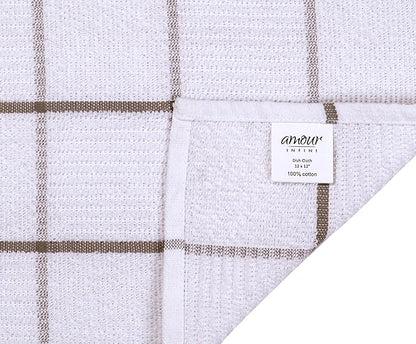 AMOUR INFINI Dish Cloths for Washing Dishes Set of 8 - Highly Absorbent, Super Soft Kitchen Dishcloths - Reusable Quick Dry Dish Rags for Cleaning & Drying Kitchen Linens (12x12 Inch - Brown)