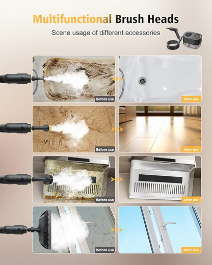 Steam Cleaner for Home 2500W Portable Steam Cleaner for Car,1.69 Quarts Large Capacity Tank, 13PCS Accessories Steamer for Home, kitchens,Camping