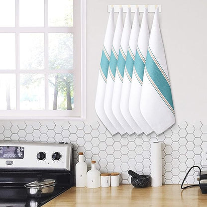 Goroly Home 100% Cotton Kitchen Dish Towel Set of 6 Pack, Highly Absorbent Quick Drying, Machine Washable and Reusable Ultra Soft Tea Towel with Hanging Loop for Cleaning Dishes, 20x28 Inch Teal