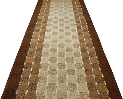 Custom Cut Hallway Runner Rug, Slip Resistant, 31 Inch Wide X Your Choice of Length, Checkered Brown, 31 Inch X 20 feet