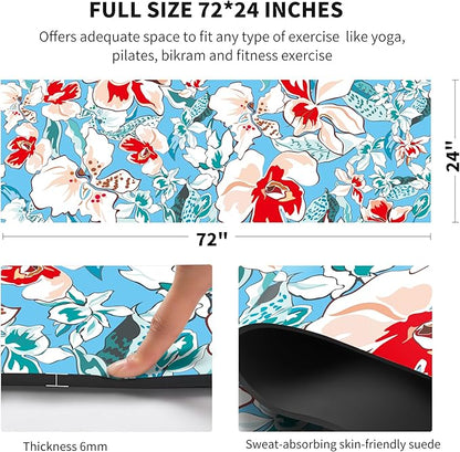nuveti Yoga Mat Print Extra Thick TPE Non Slip Fitness Exercise Mat with Carrying Bag,72"x24" Extra Thick 6MM Exercise & Workout Mat for Yoga, Pilates Fitness and Floor Exercises
