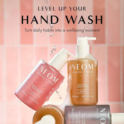 Neom Complete Bliss Hand Wash, 300ml | Blush Rose, Lime & Black Pepper I Natural colour derived from gardenia fruit I 100% Recyclable Bottle I Refillable