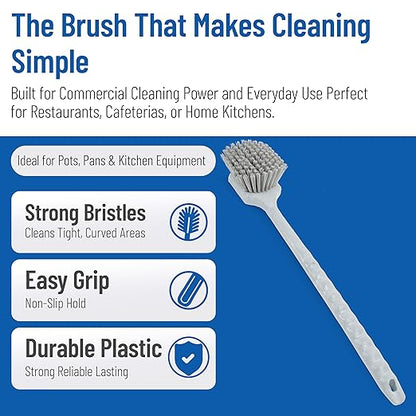 SPARTA 40501EC23 Plastic Large Scrub Brush, Kitchen Brush, Utility Brush With Long Handle For Cleaning, 20 Inches, Gray