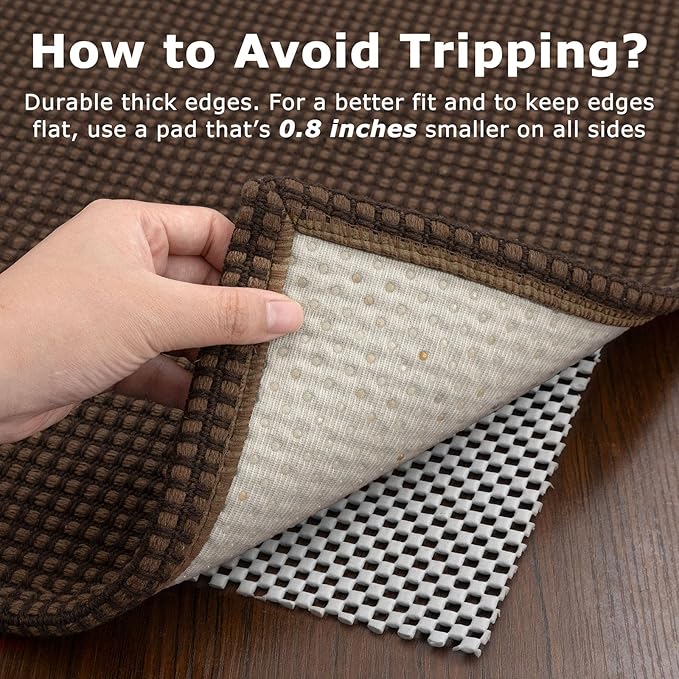 KOZYFLY Runners for Hallways 3x10 ft Washable Kitchen Runner Non Slip Rubber Backed Hallway Rugs Cotton Entryway Runner Rug Floor Carpet for Indoor Hall, Backdoor, Kitchen, Reddish Brown/Coffee
