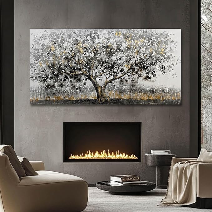 SDYA Black and White Canvas Pictures Landscape Art Poster 24"x48" Large Dining Room Wall Art Bedroom Pictures Wall Decor Over Bed