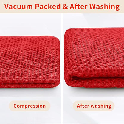 Homaxy 100% Cotton Kitchen Towels and Dishcloths Set, 12 x 12 Inches and 13 x 28 Inches, Set of 16 Bulk Kitchen Towels Set, Ultra Soft Absorbent Dish Cloths for Washing Dishes, Red