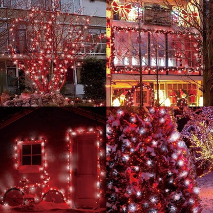 50L String Lights, LED Christmas Lights, 6" SPACING,Green Wire, Red and White