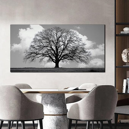 Trogonup Black and White Tree of Life Wall Art for Bedroom Modern Botanical Landscape Pictures for Living Room Office Canvas Prints Ready to Hang 20"x40"
