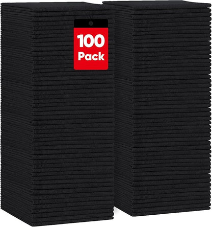 HOMEXCEL Black Microfiber Cleaning Cloths 100 Pack, Highly Absorbent, Lint & Scratch-Free Cleaning Rags for House Kitchen, White Microfiber Towels for Car 11.5 x 11.5 inch