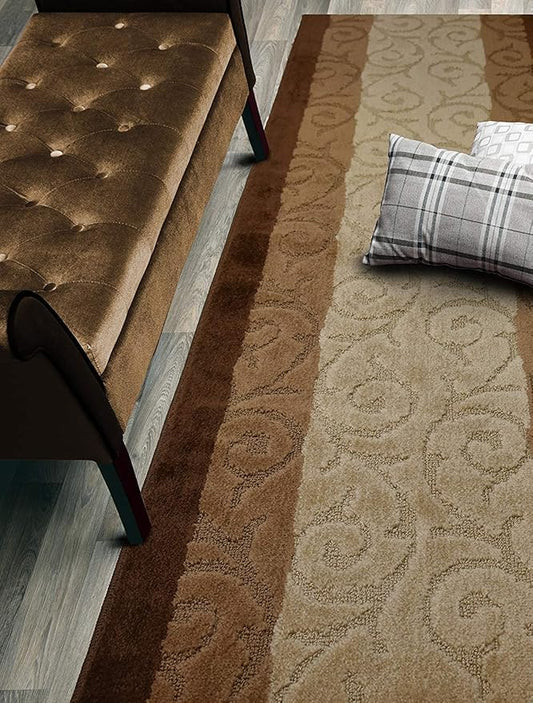 Custom Cut Hallway Runner Rug, Slip Resistant, 31 Inch Wide X Your Choice of Length, Scroll Brown, 31 Inch X 6 feet