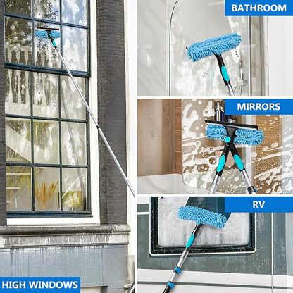 MAVRIZ 5-12 FT Window Washing Kit with Extension Pole (2 Window Squeegee + 1 Telescopic Pole)