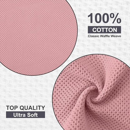 Kitinjoy 100% Cotton Kitchen Dish Cloths (12 X 12 Inches, Dried Roses),6 Pack Waffle Weave Ultra Soft Absorbent Dish Towels for Drying Dishes Quick Drying Kitchen Towels Dish Rags